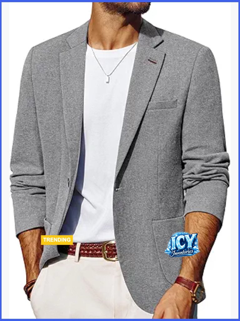 Lightweight Linen Texture Sport Coat One Button Blazer Slim Fit
